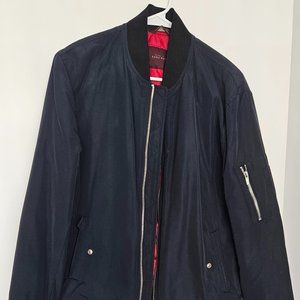ZARA Men's Large Navy Blue Bomber Jacket